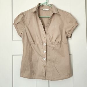 Women's Khaki Button-Up Top